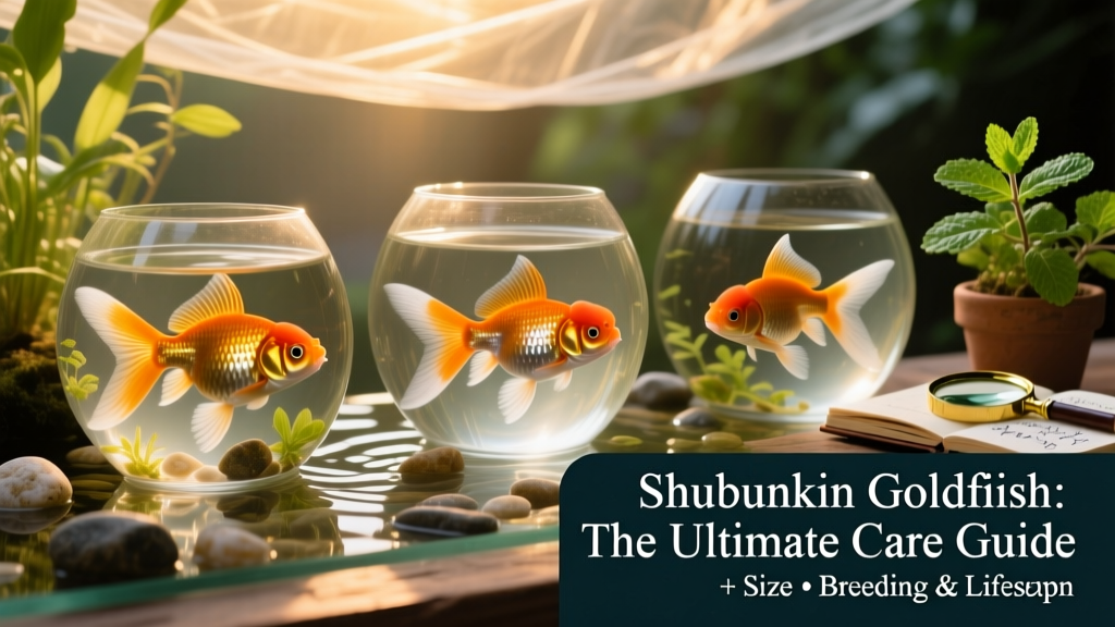 Side-by-side comparison showing the distinct tail shapes of Bristol, American, and London Shubunkin goldfish
