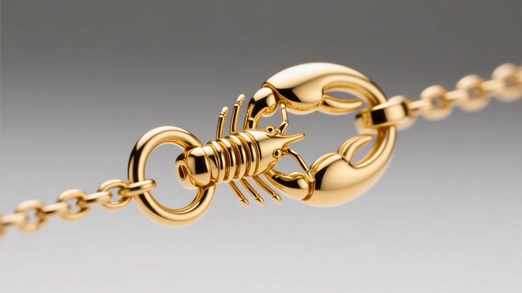 Macro shot of a secure 14k gold lobster clasp on a 1.2mm rolo chain, highlighting the jump ring and spring mechanism in focus