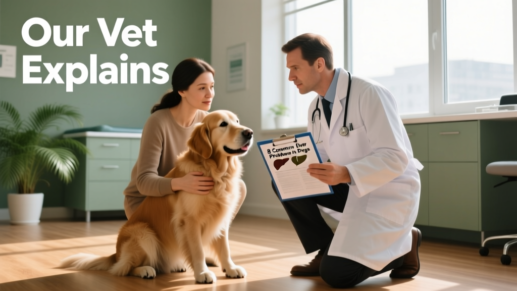 dog owner talking to vet