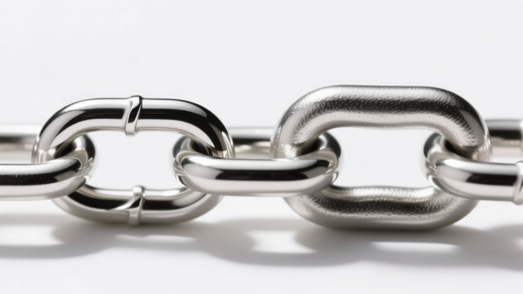 Macro comparison of a hollow silver chain link and a solid cast link, revealing thin walls and distinct structural differences.