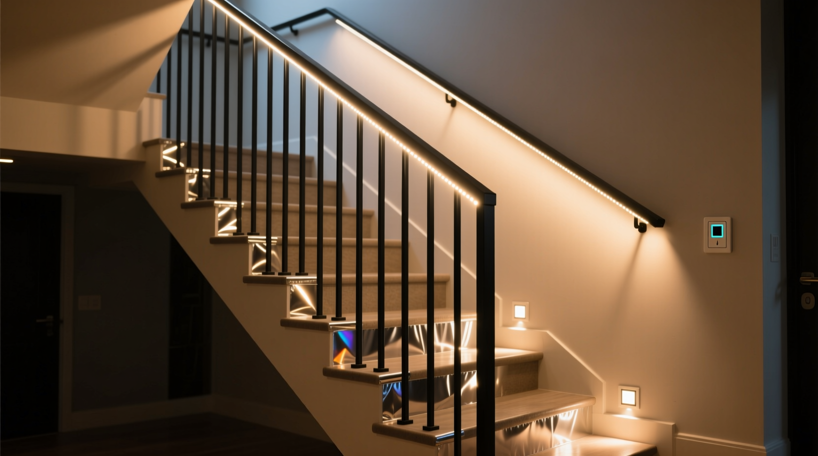 how to transform a plain stair railing into a glowing focal point with minimal tools