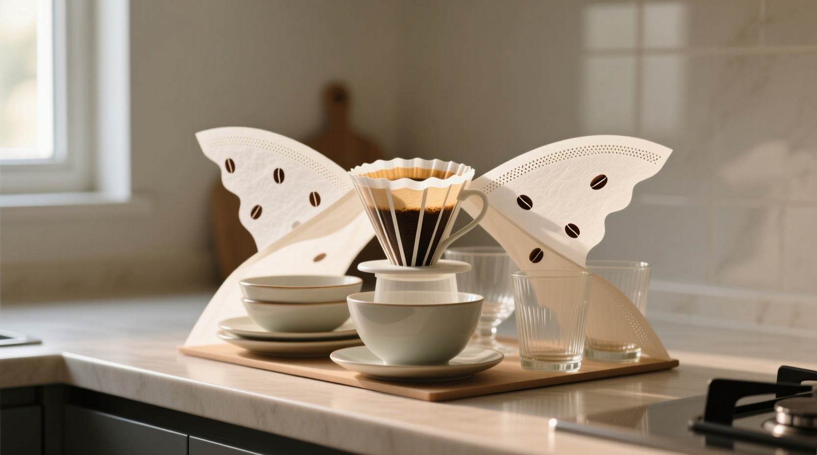 use coffee filters to protect dishes