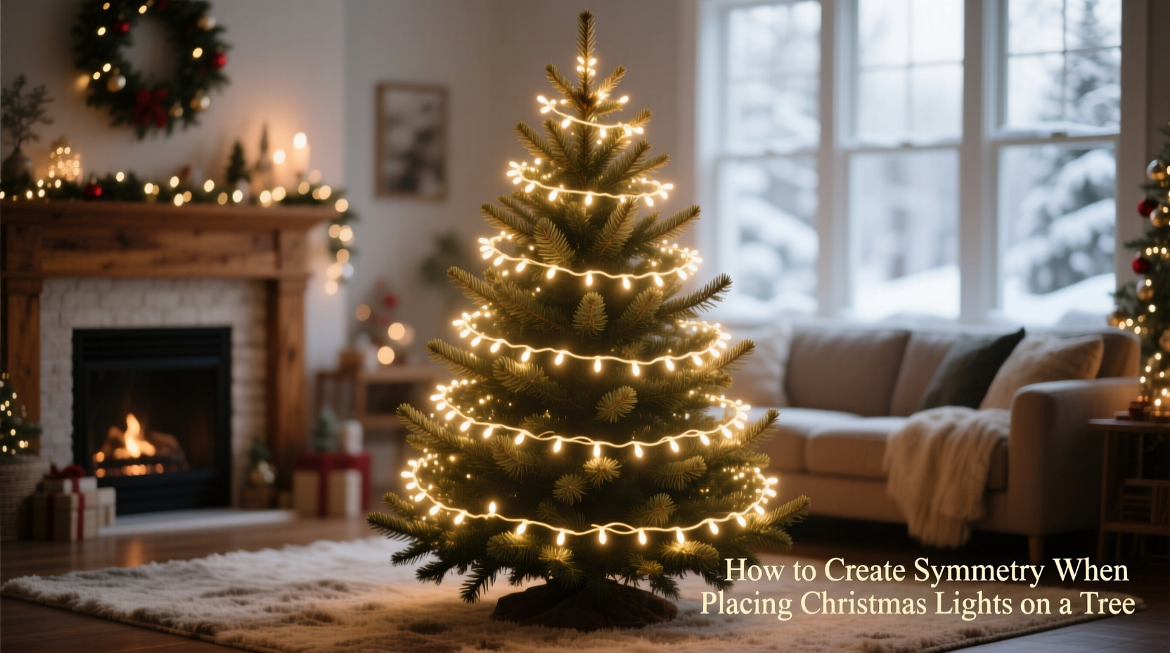 how to create symmetry when placing christmas lights on a tree