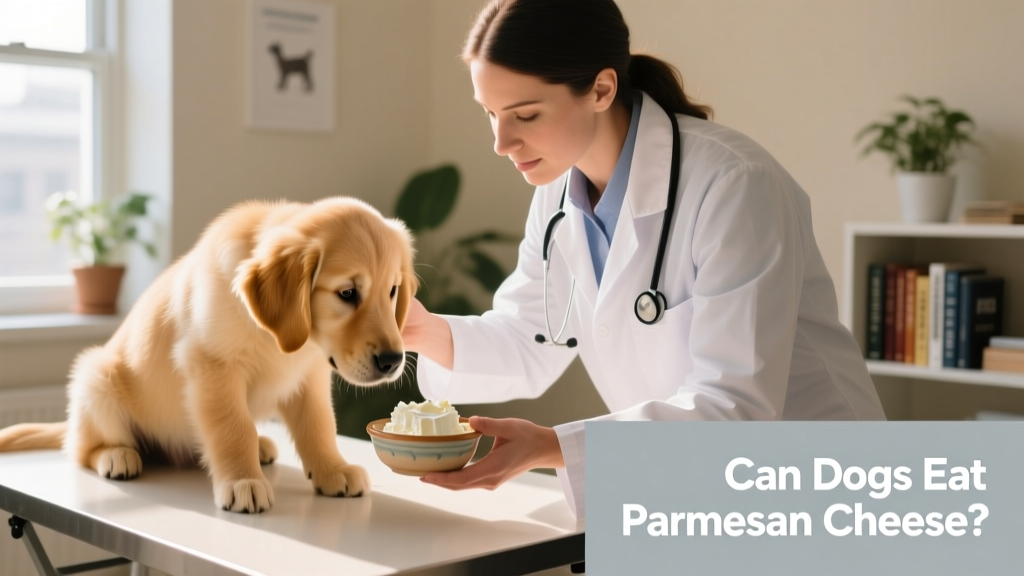 A veterinarian examining a dog while holding a small dish of cottage cheese as a safer alternative treat