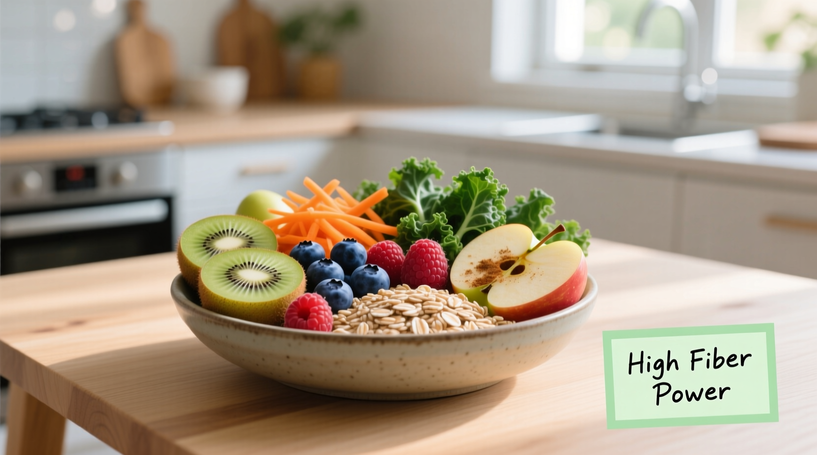 Colorful high fiber foods arrangement