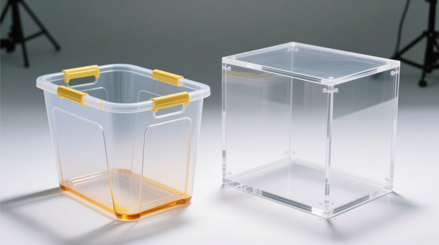 laundry bins vs display cases yellowing resistance