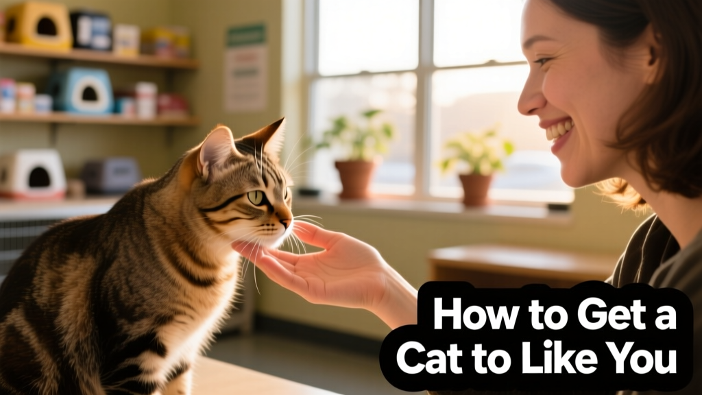 A relaxed cat gently head-butting a person’s hand during a successful shelter meet-and-greet