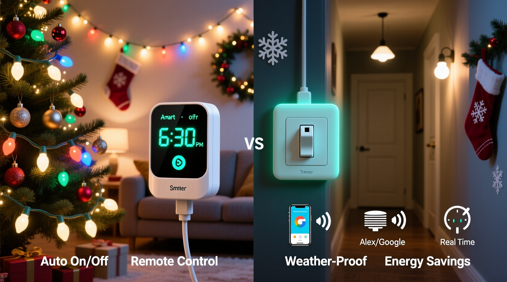 are smart outlet timers better than manual switches for automating christmas lights