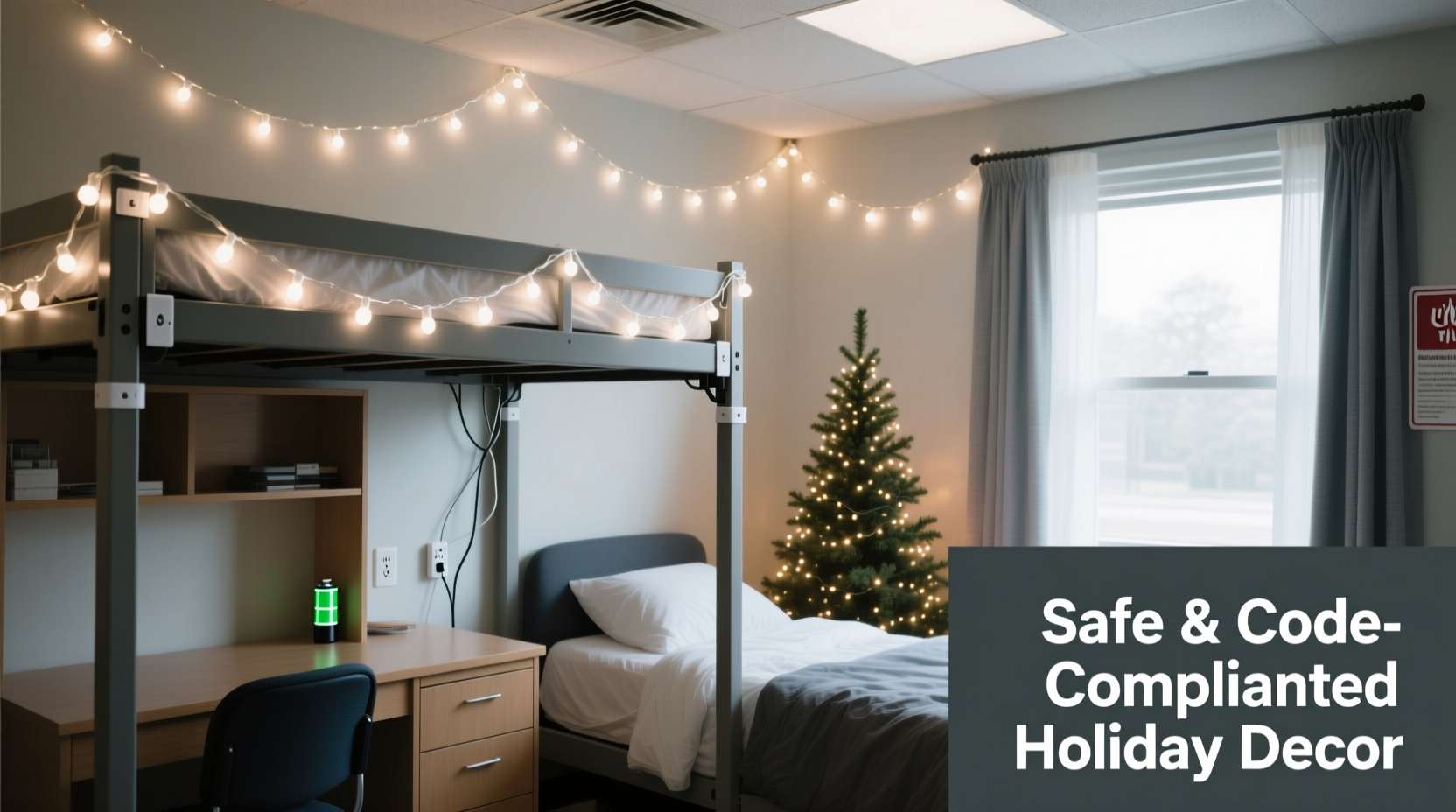 how to use christmas lights in a dorm room without violating fire codes