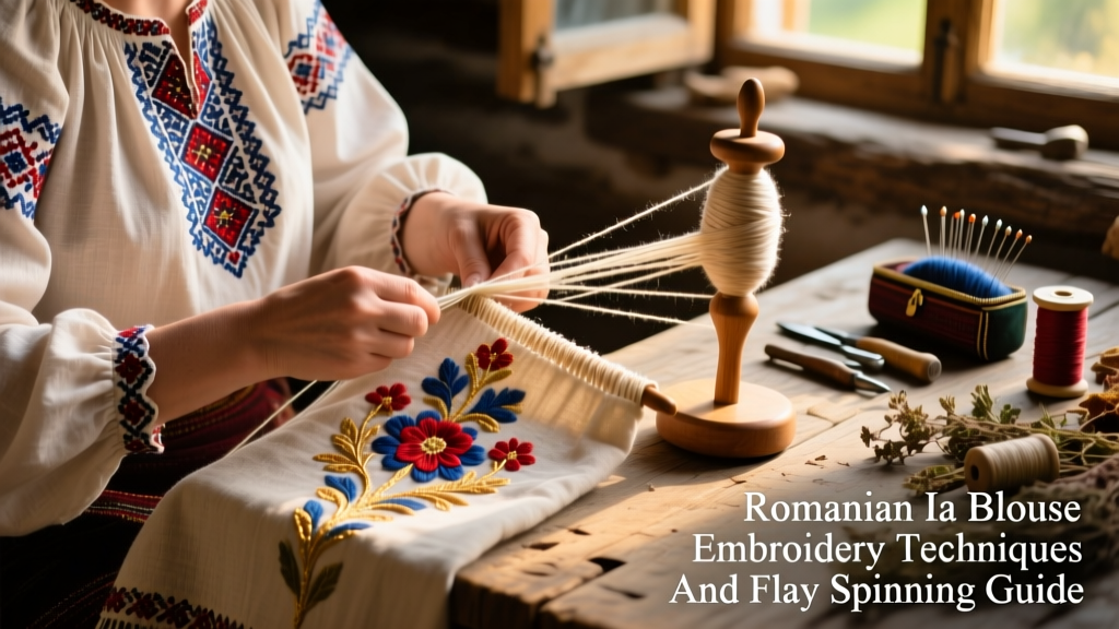Romanian Ia Blouse Embroidery Techniques And Flax Spinning Guide