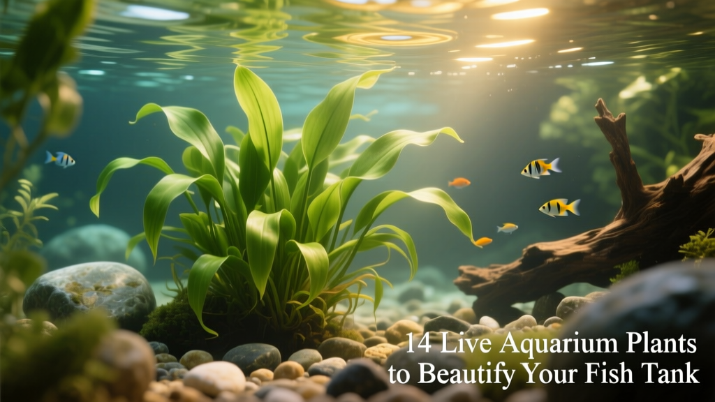 Jungle Val plants with long, flowing green leaves swaying gently in aquarium current