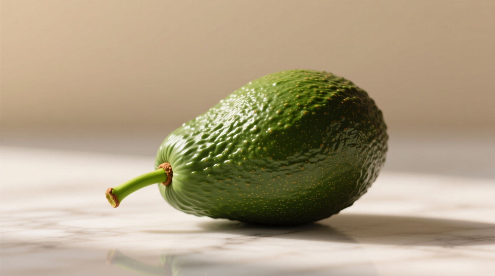 Summer avocado selection showing green stem indicator confirming perfect ripeness for immediate use