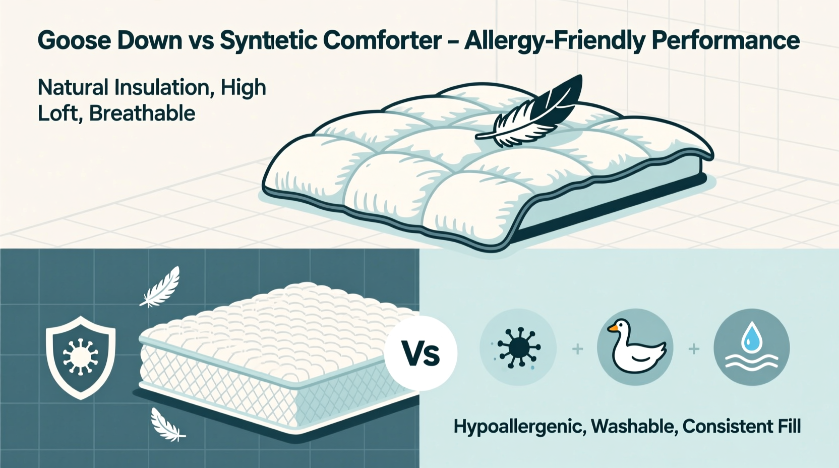 goose down vs synthetic comforter specific pros and cons for allergies