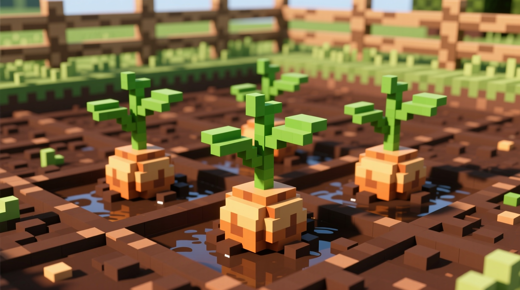 Minecraft potato crop growing in farmland