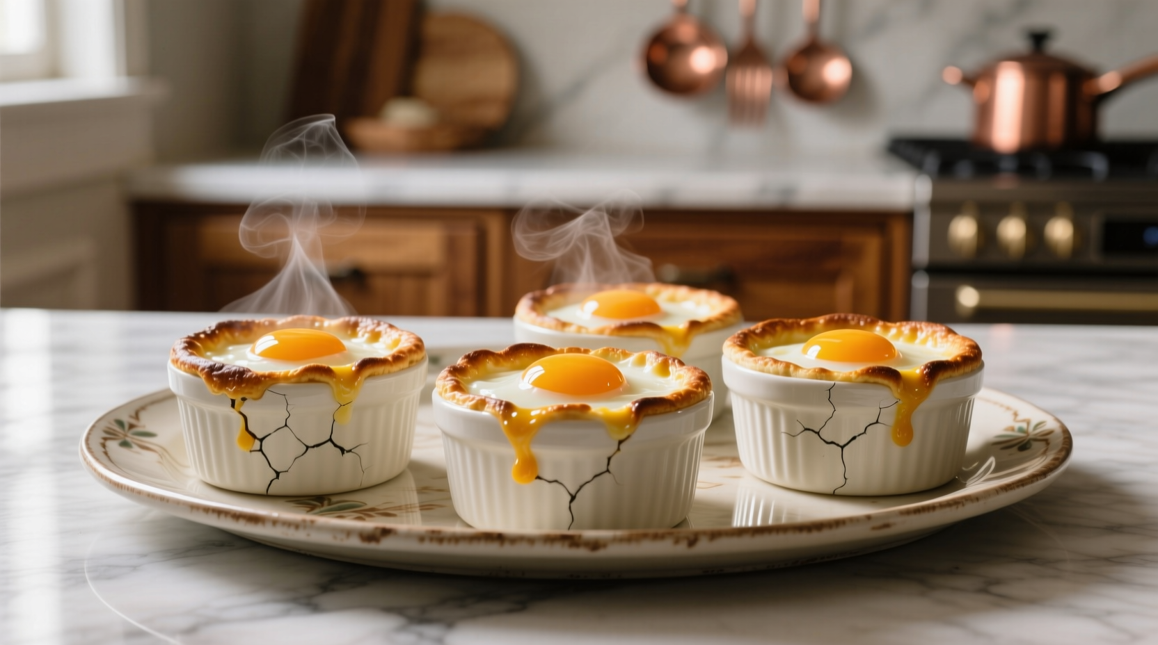 Perfectly baked eggs in oven-safe ramekins
