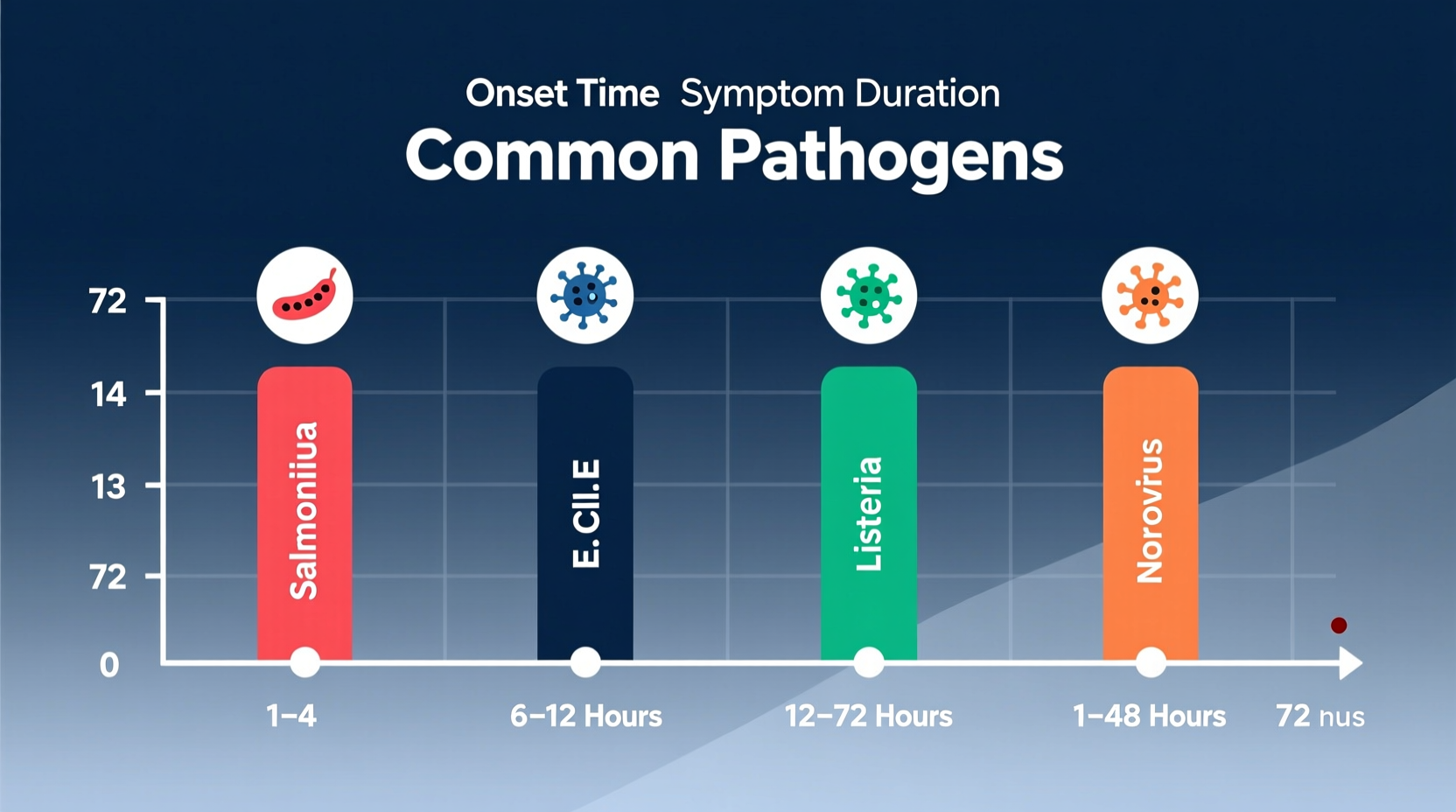 Timeline of food poisoning symptom onset by pathogen