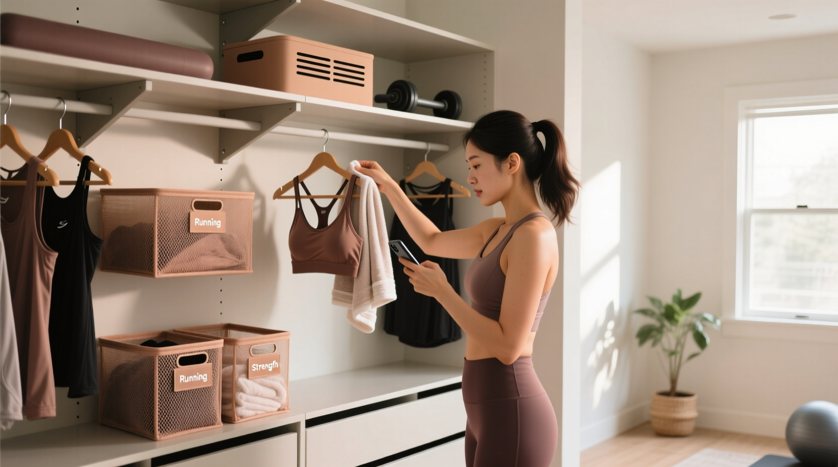 closet organization tips for fitness gear