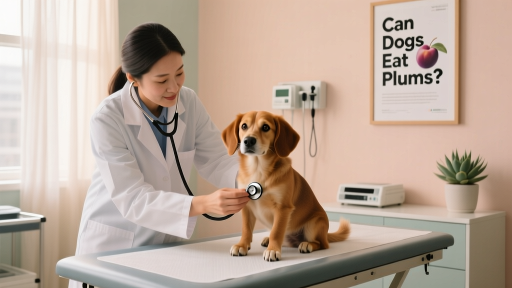 A veterinarian examining a small dog in a calm, well-lit exam room