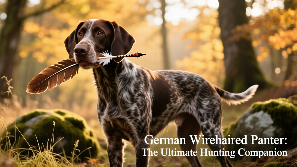 Brown pointer with bird