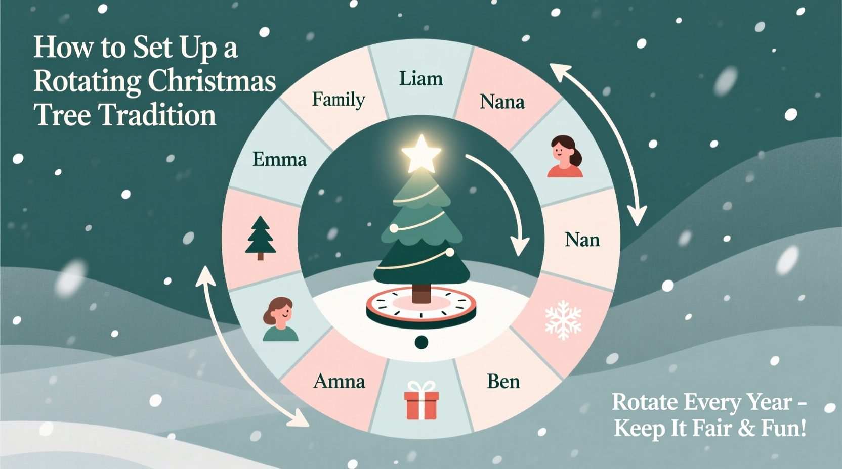 how to set up a rotating schedule for who puts up the christmas tree each year