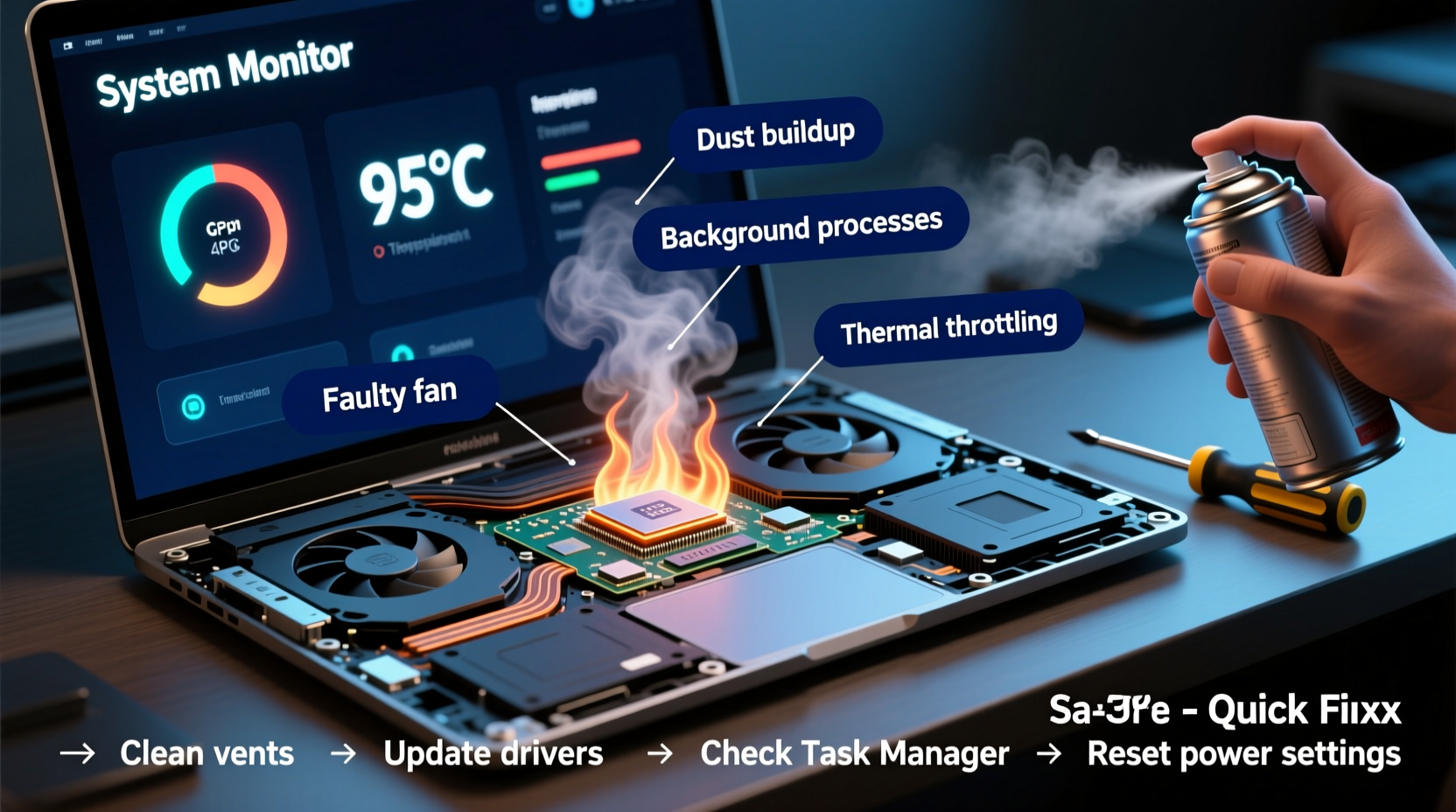 why does my laptop fan keep running loudly even when idle causes and quick fixes