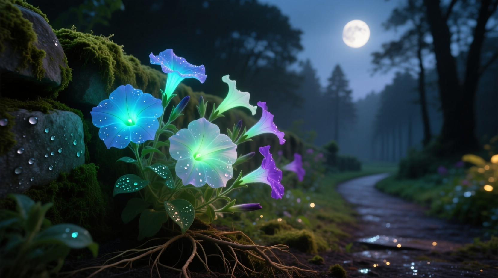 glow in the dark petunias nearby