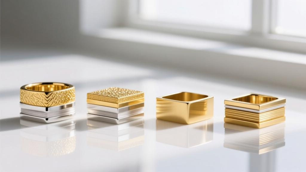 Render comparing gold vermeil and gold-filled plating layers over sterling silver and brass base metals used in jewelry crafting.