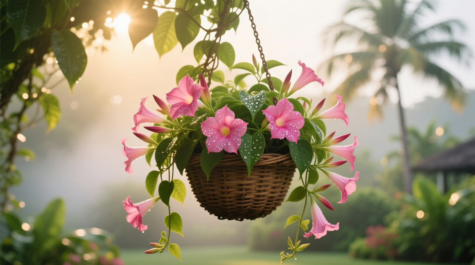 mandevilla in hanging basket