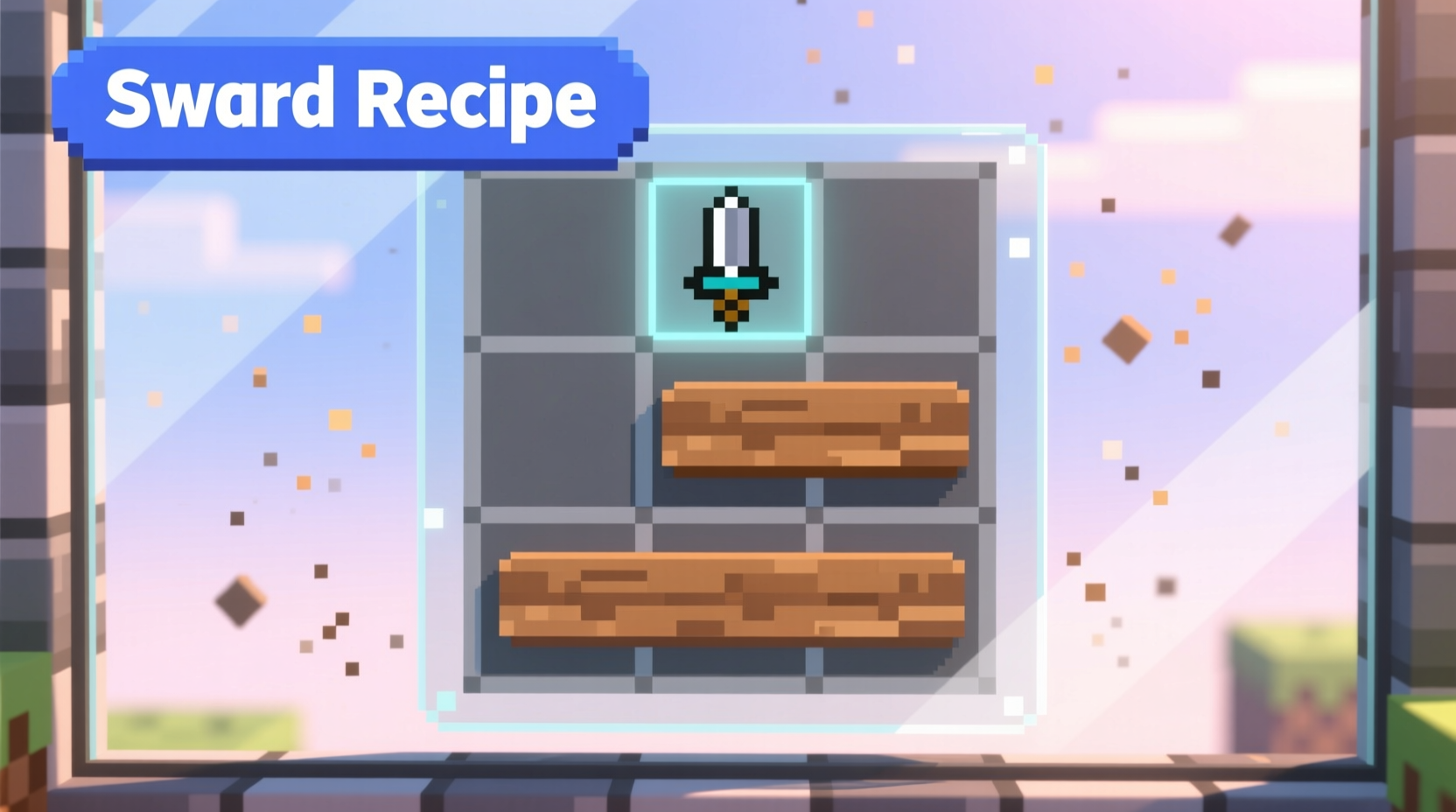 Minecraft crafting grid showing sword recipe