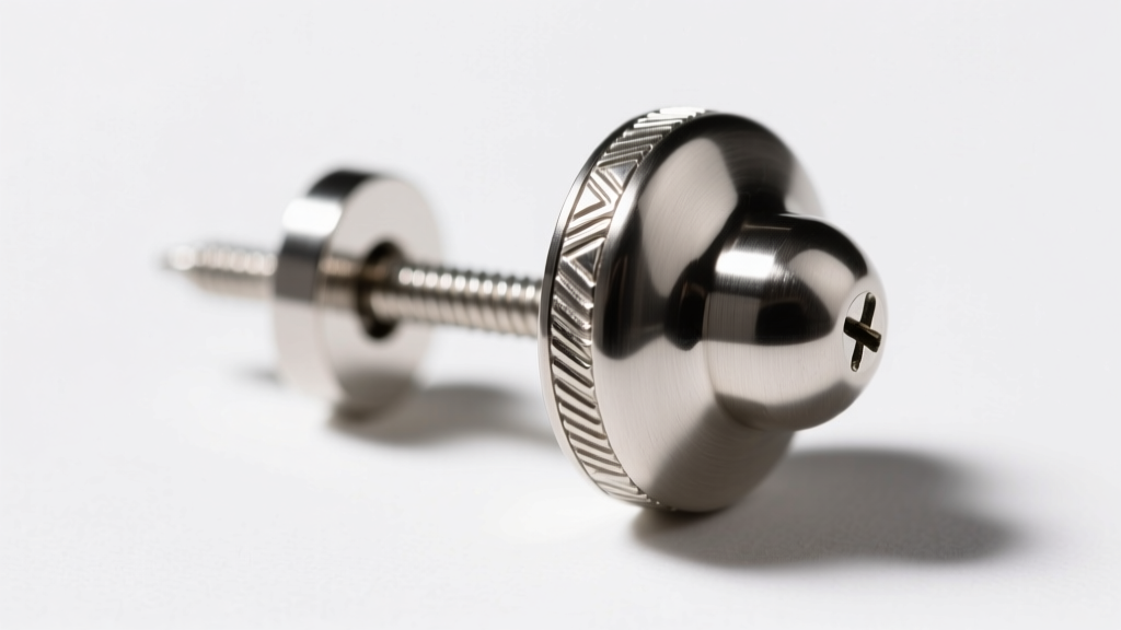 Macro shot of polished ASTM F136 titanium door knocker earring, showing secure screw-back threading and a thick 18-gauge post.