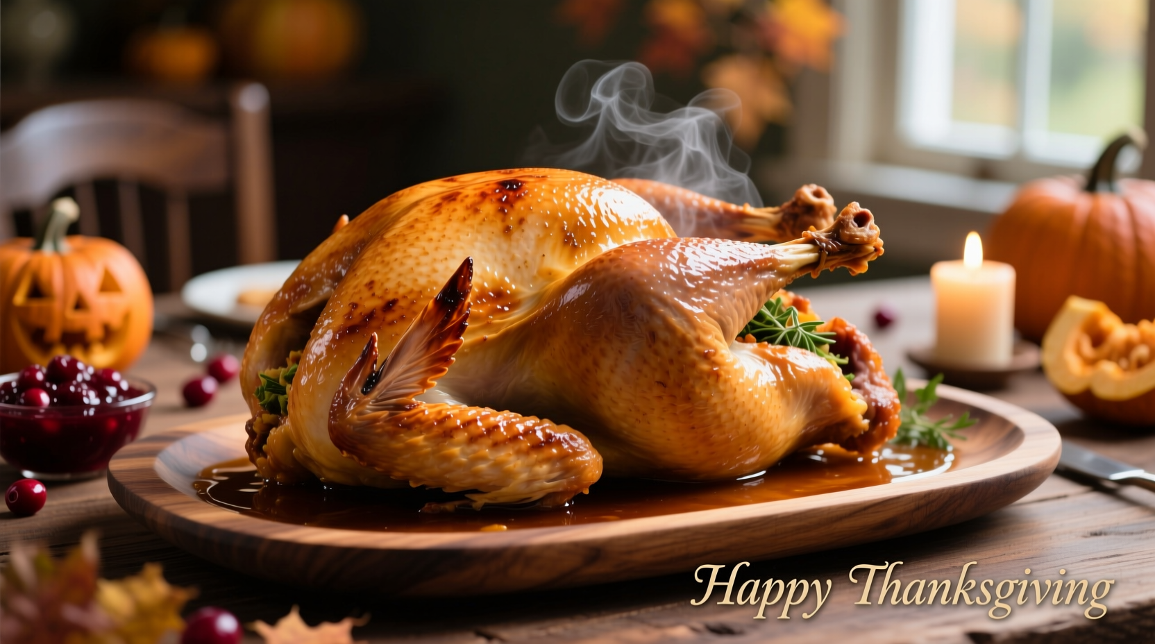 Perfectly roasted 20 pound turkey on serving platter