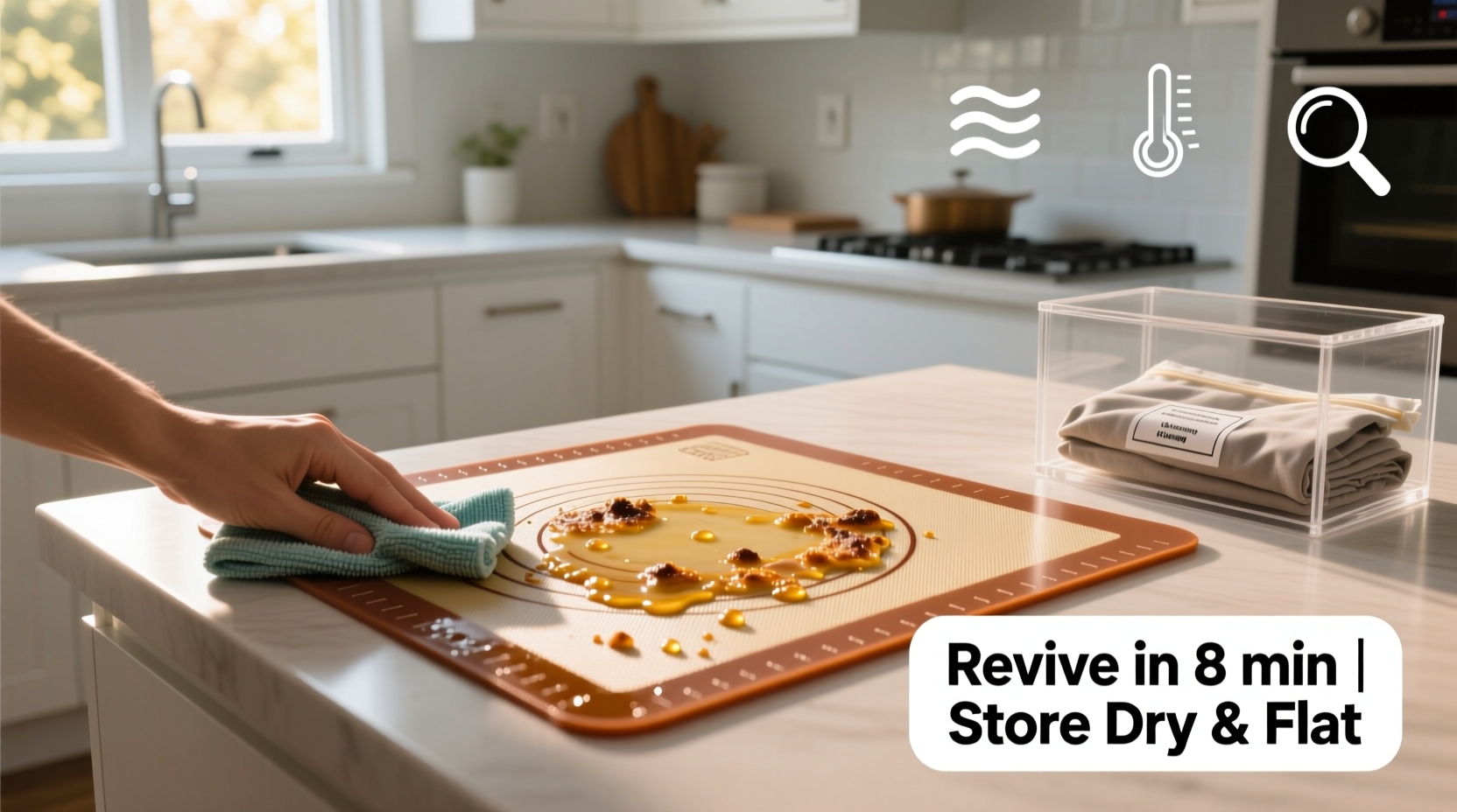 how to clean a sticky silicone baking mat