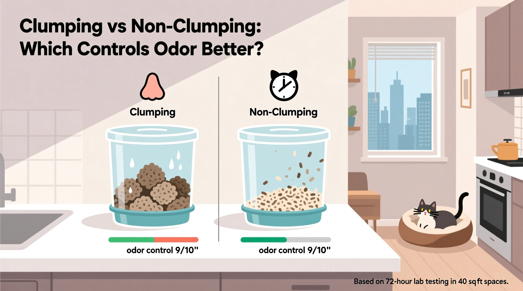 clumping vs non clumping cat litter which one controls odor better for small apartments