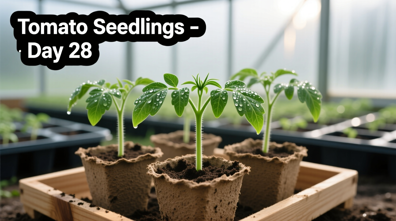 Healthy tomato seedlings in nursery pots