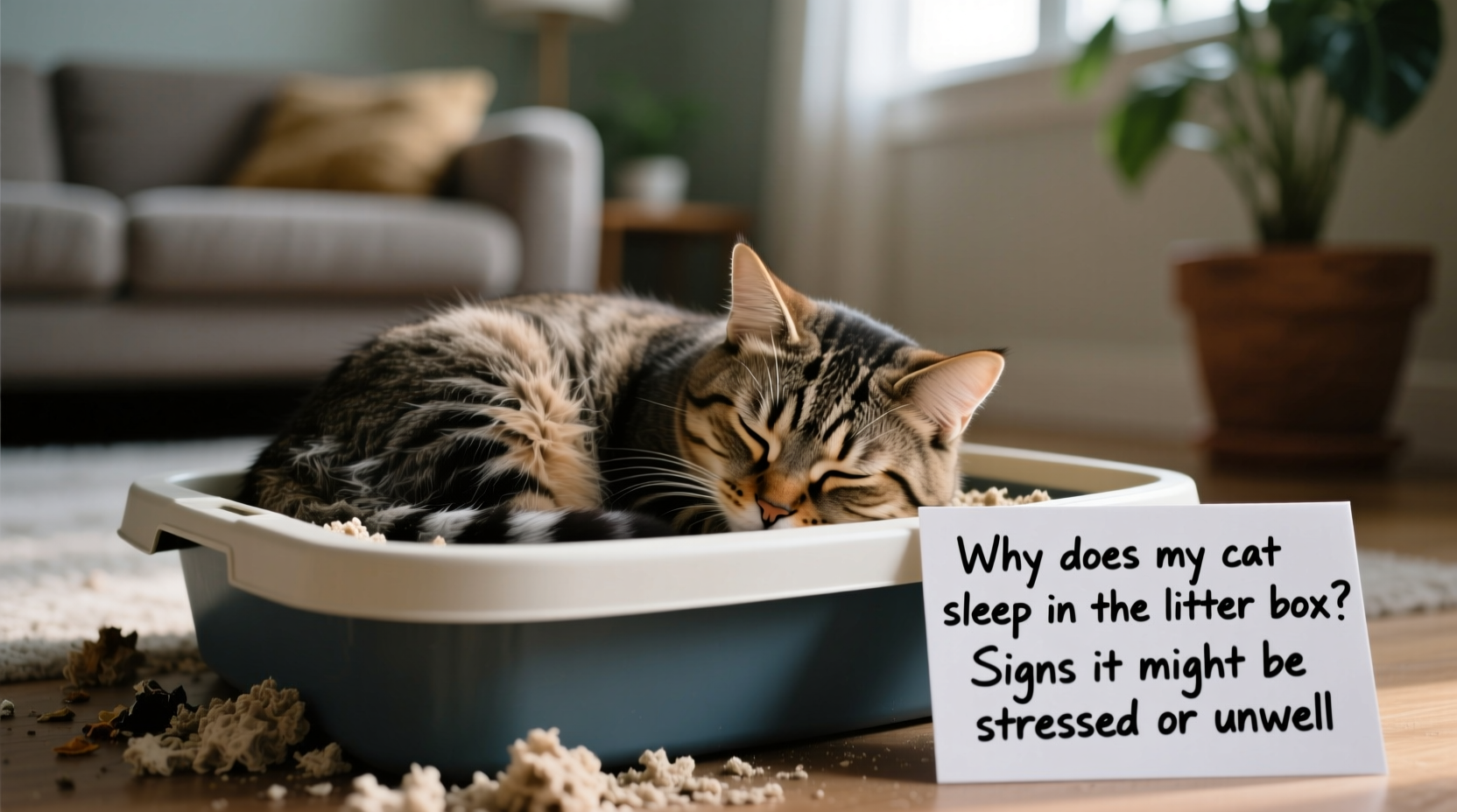 why does my cat sleep in the litter box signs it might be stressed or unwell