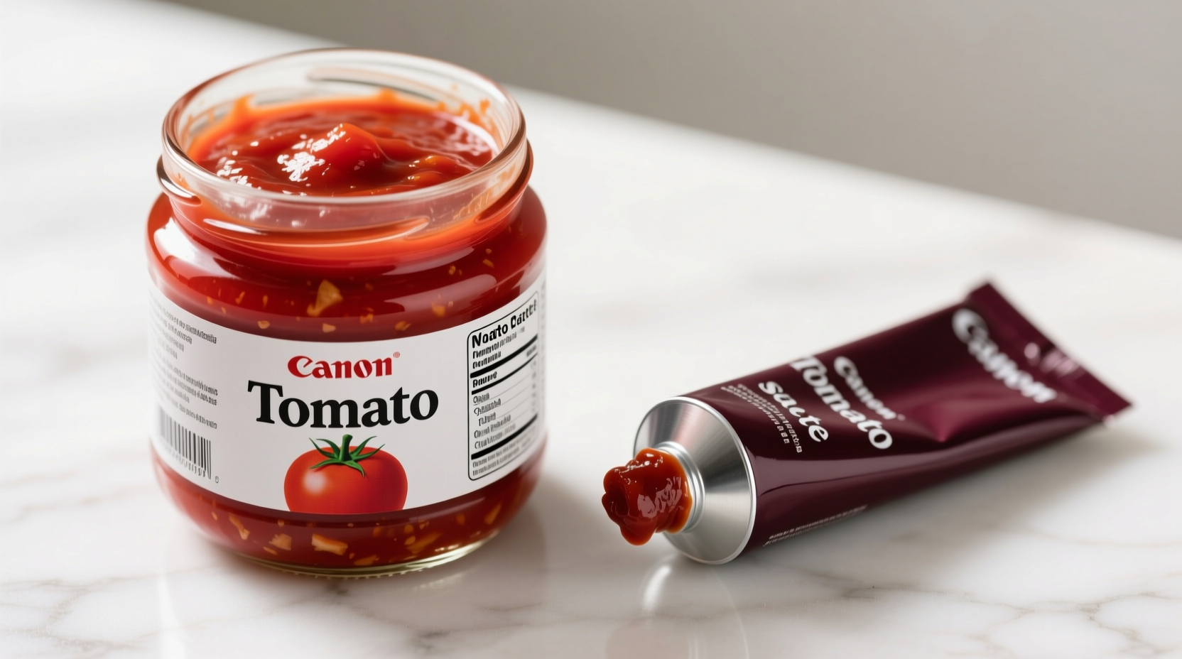 Tomato sauce and paste side by side comparison