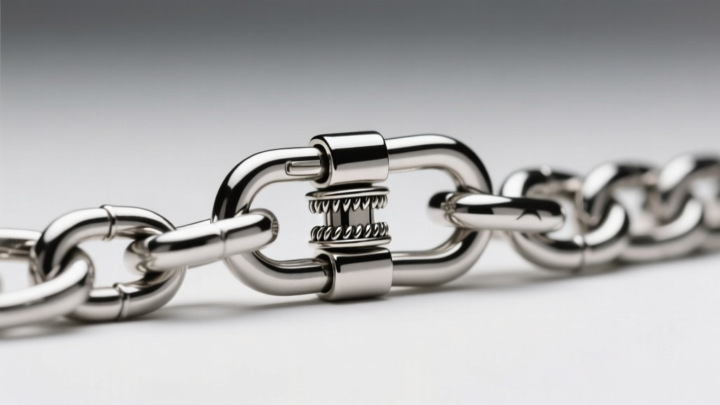 Macro shot of a sterling silver lobster clasp on a thick 12 inch Cuban link chain, highlighting the secure locking mechanism