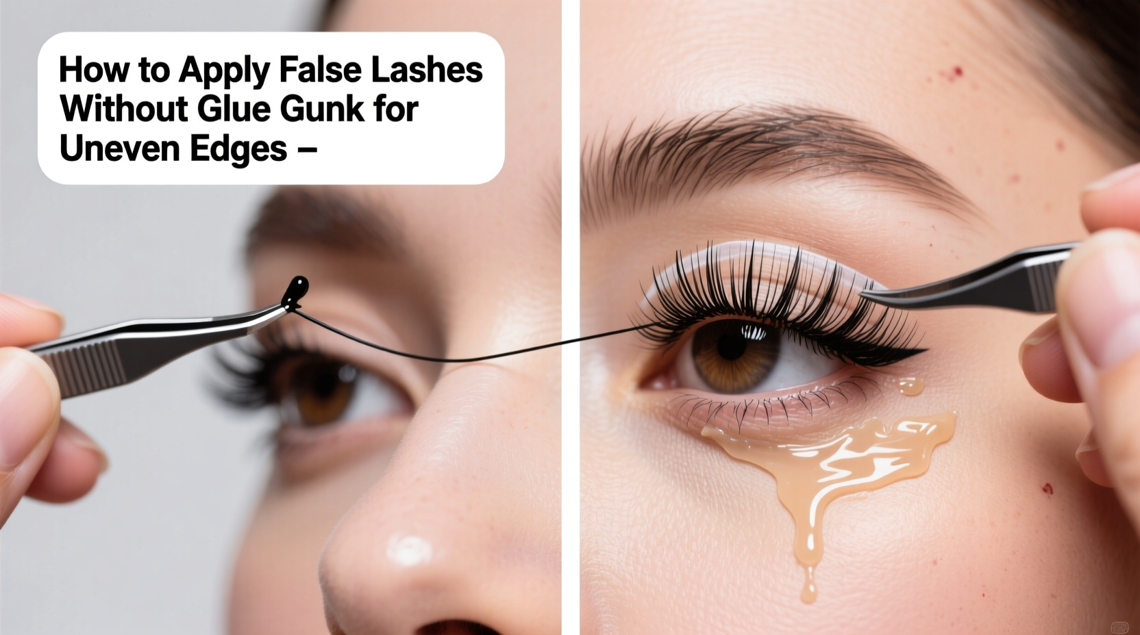 how to apply false lashes without glue gunk or uneven edges