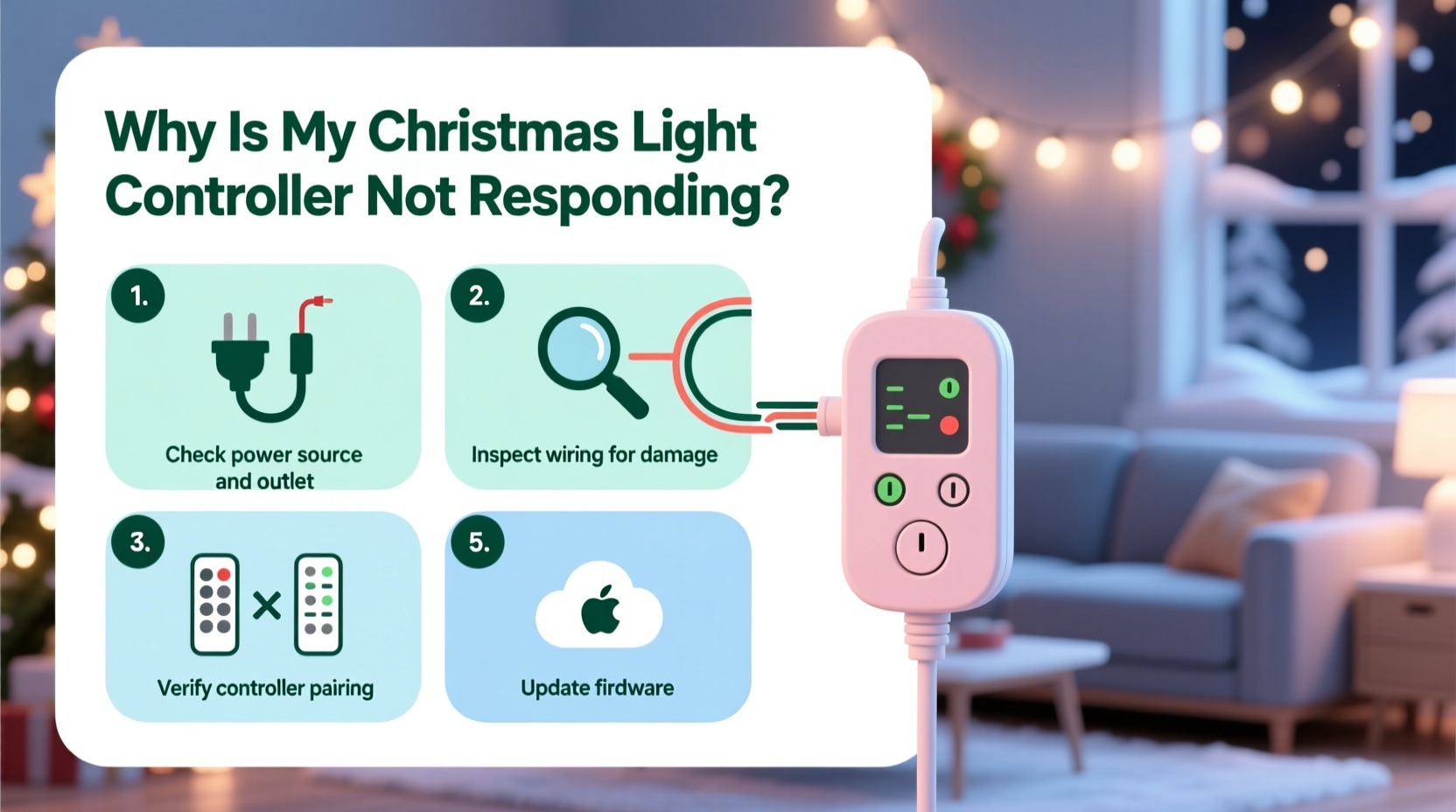 why is my christmas light controller not responding troubleshooting steps