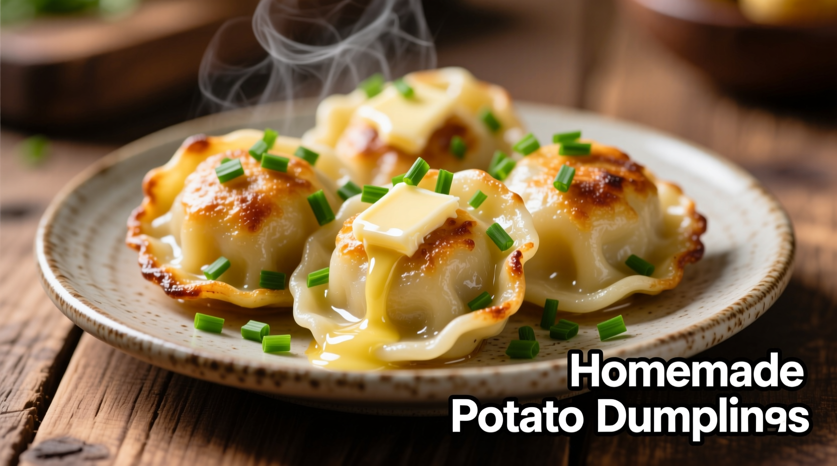 Perfectly cooked potato dumplings with butter and chives