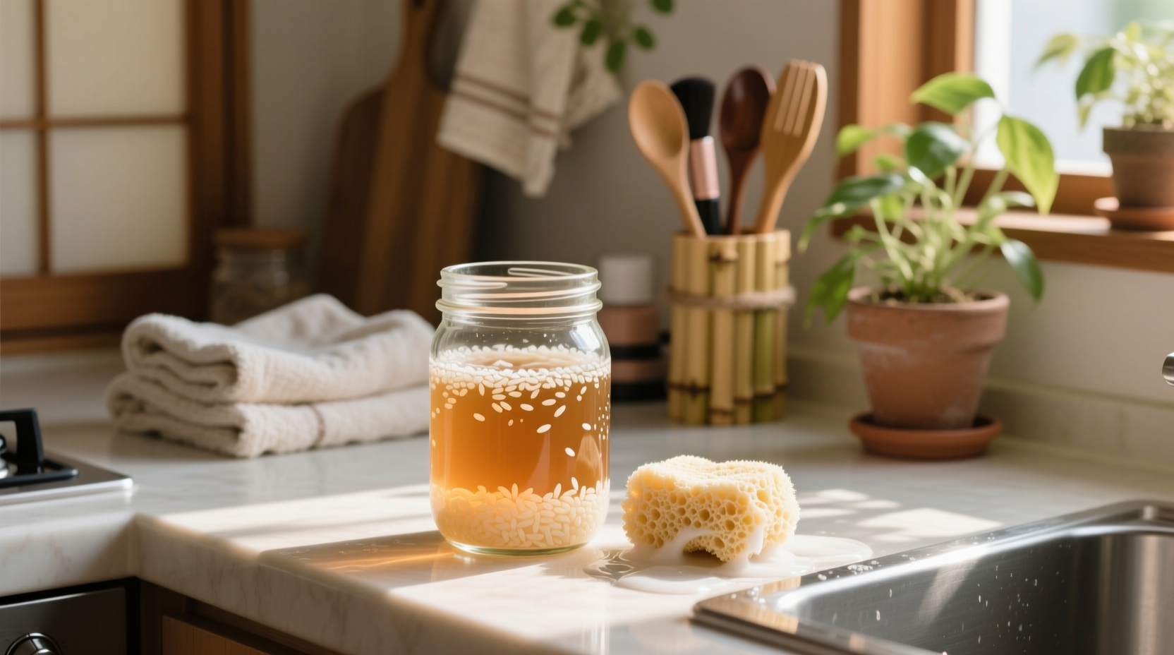 eco friendly cleaning rice water for makeup sponges