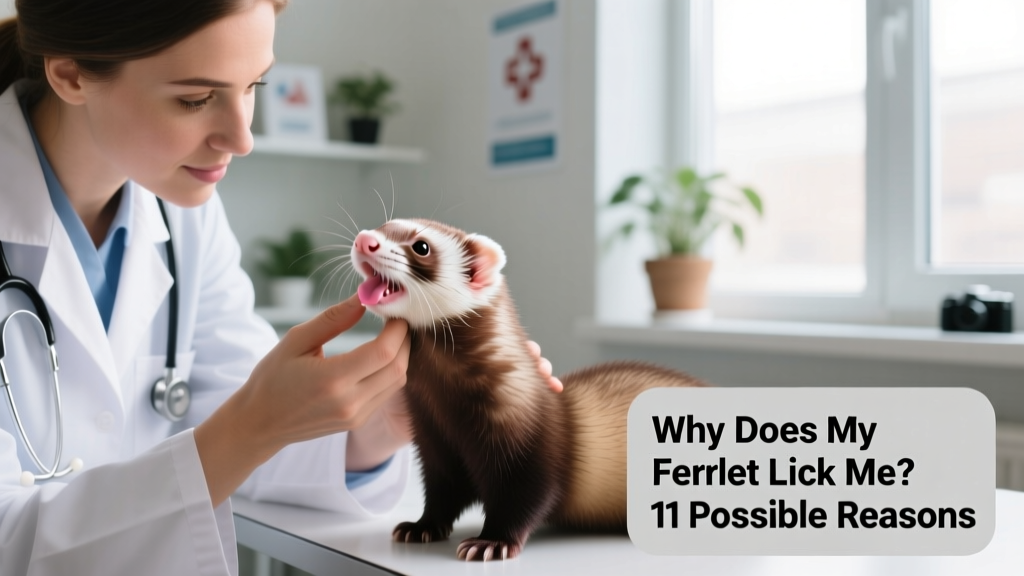 Veterinarian gently examining a ferret’s mouth during a wellness checkup