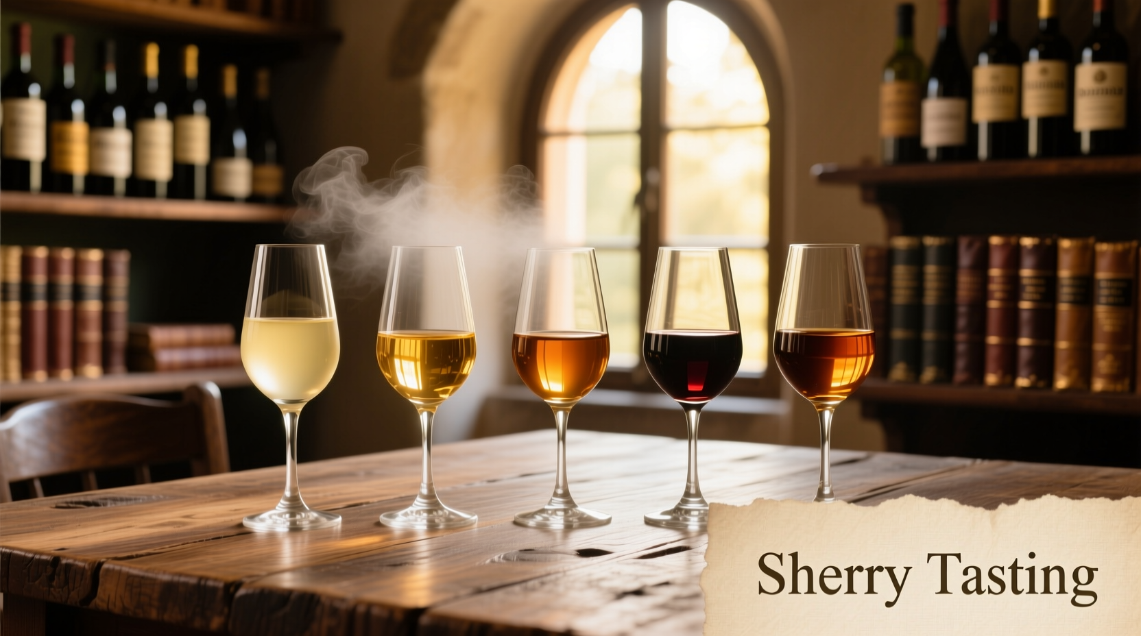 Sherry tasting glasses with different varieties