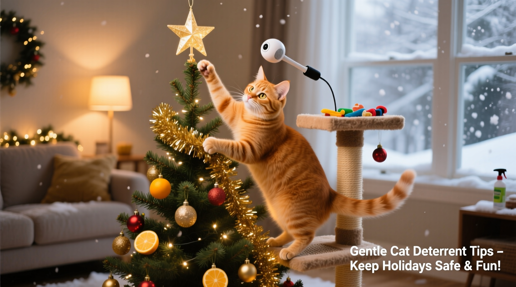 why does my cat climb the christmas tree and how to deter them gently