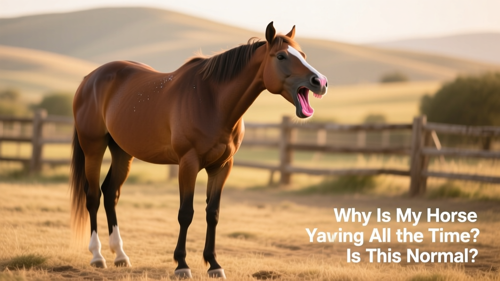 A horse calmly yawning after a gentle groundwork session