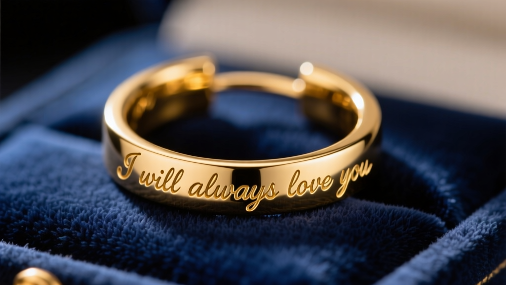Macro of 14k gold hoop earring on velvet, displaying laser-engraved lyrics along the outer edge under soft, warm studio lighting.