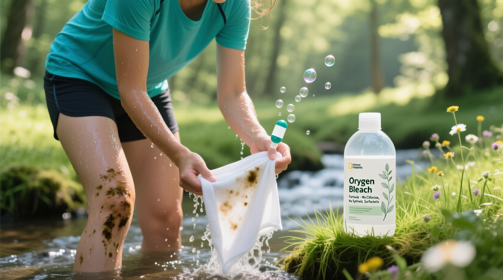 eco laundry detergent vs oxygen bleach for grass stains