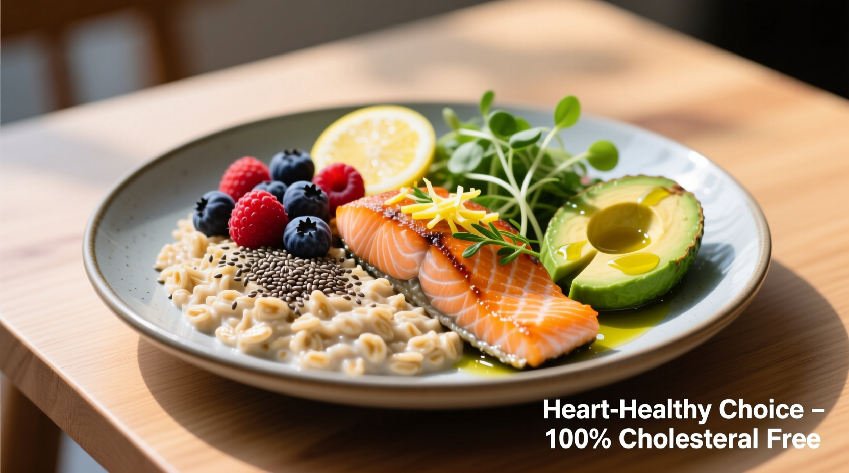 Cholesterinarme Lebensmittel auf Teller