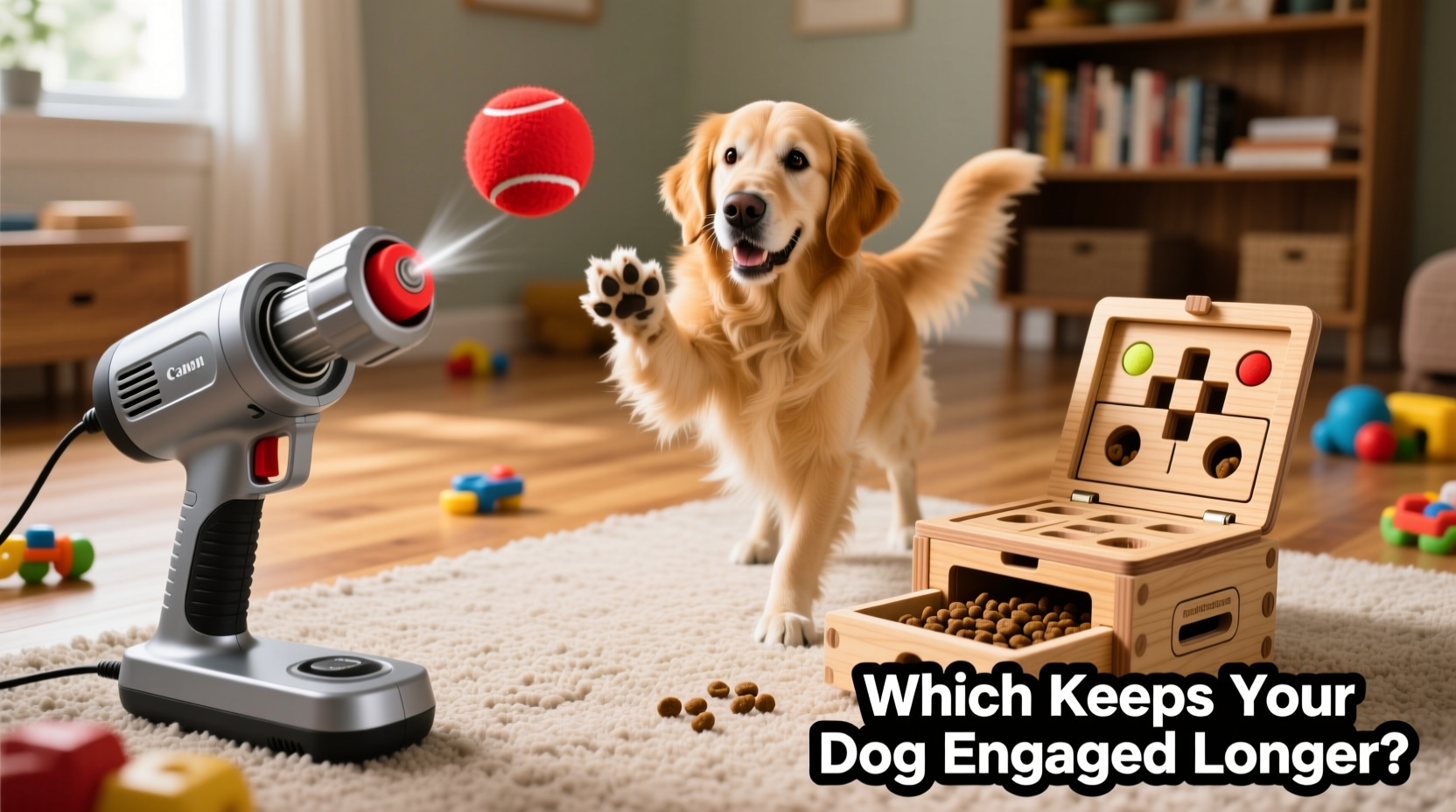 automatic ball launcher vs interactive puzzle toy which keeps your dog engaged longer