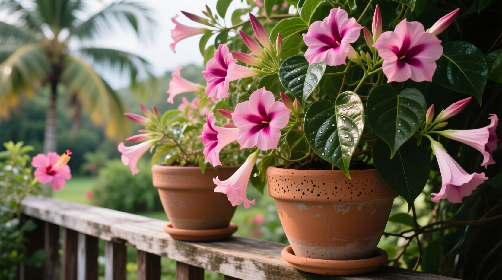 mandevilla vine in pots